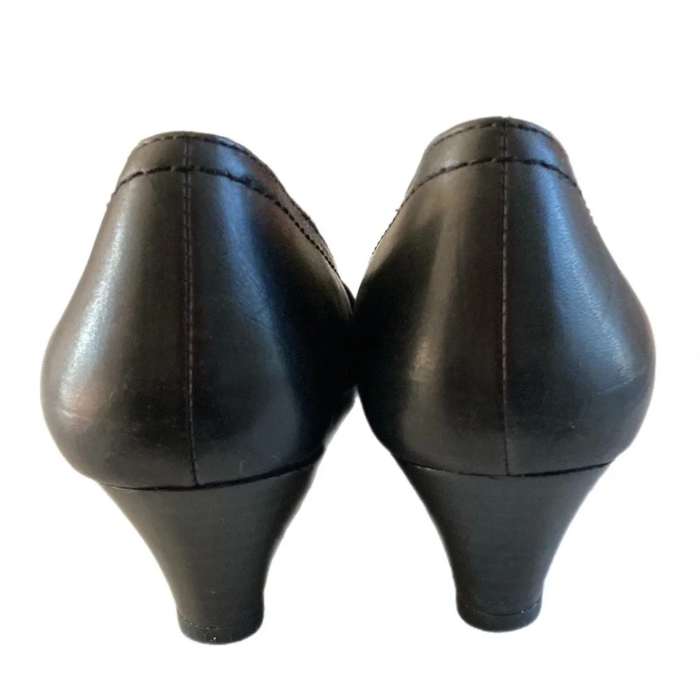 GIOVANNA black leather slip-on Wedge heels Size 6 AU - Picture 9 of 11